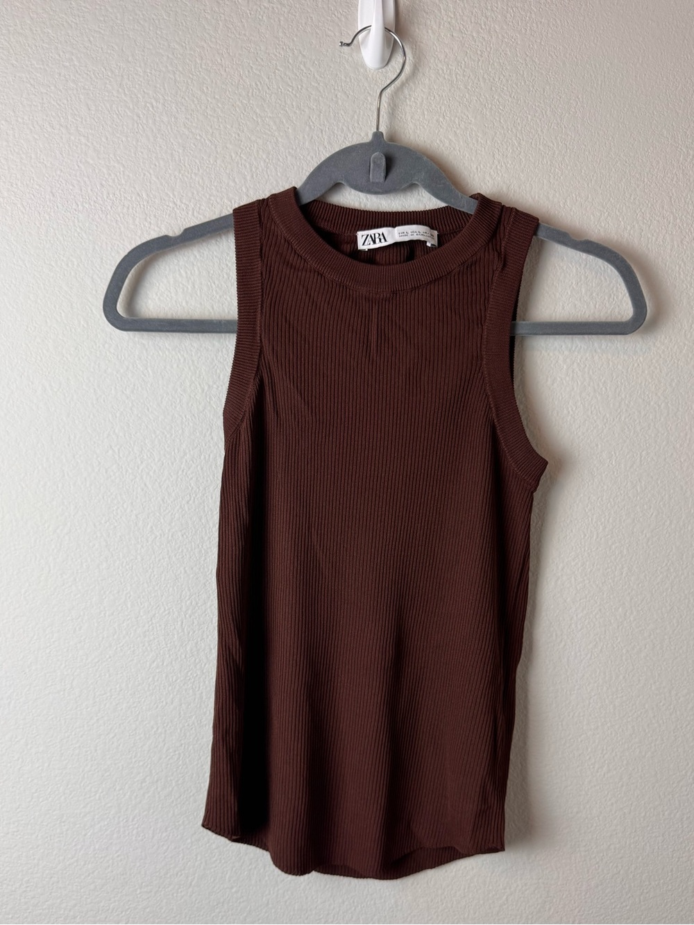 ZARA Brown Ribbed Tank Top